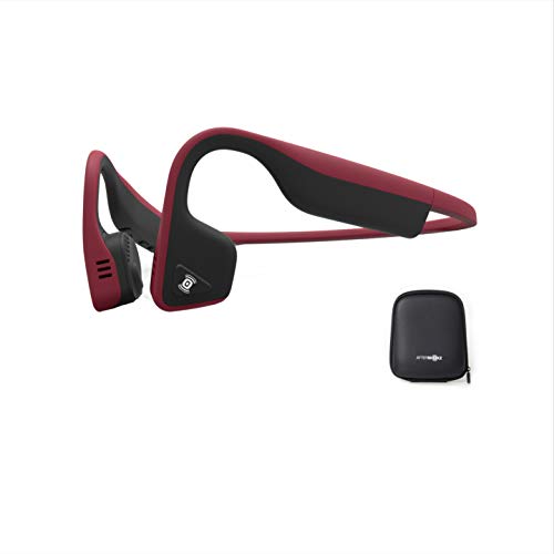 AfterShokz Trekz Titanium Open-Ear Wireless Bone Conduction Sports Running Headphones with Portable Storage Case, Canyon Red