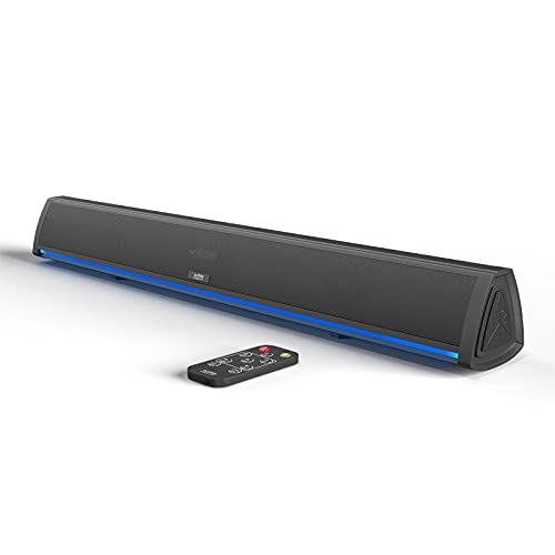 Audible Fidelity Soundbar, Bluetooth Sound Bar for TV and PC, Compact with RGB LED Display, Air Tube & 2.0 Channel Amplifier Wireless with Remote Control for TV, Computer and Laptop Gaming
