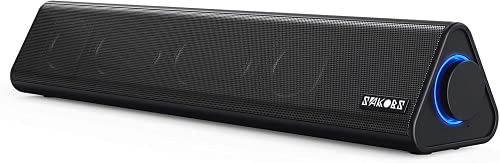 SAKOBS PC Soundbar, 12W Bluetooth 5.0 Computer Speakers for Desktop Laptop Portable USB Powered Wired/Wireless Mini TV Sound Bar,16H Playtime,Surround Sound,Pure Bass,Microphone,3.5mm Aux Input & TF.