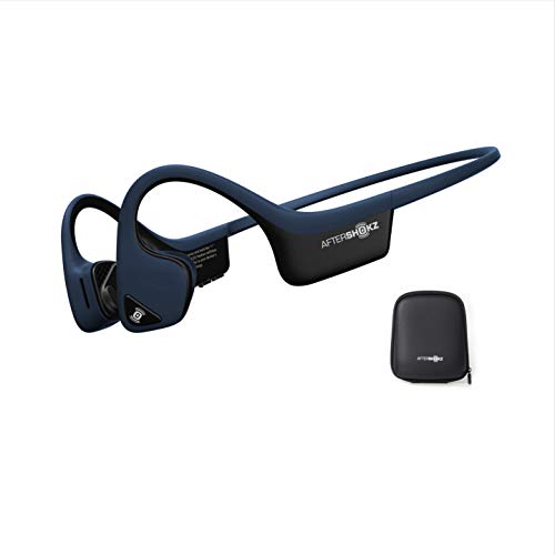 AfterShokz Trekz Air Open-Ear Wireless Bone Conduction Sports Running Headphones with Portable Storage Case, Midnight Blue