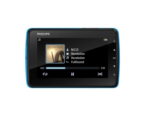Philips GoGear SA4VD408AF/12 MP4 Player and Recorder (MP3/MP4 Player, 8 GB, LCD, USB 2.0, FM Radio, Black, Blue)