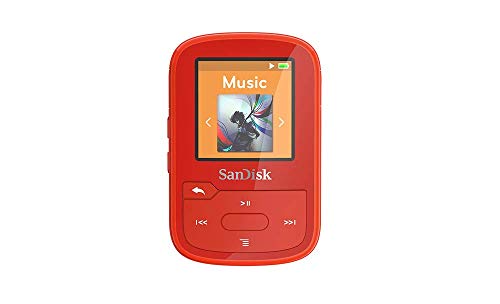 SanDisk 16GB Clip Sport Plus MP3 Player, Red - Bluetooth, LCD Screen, FM Radio - SDMX28-016G-G46R
