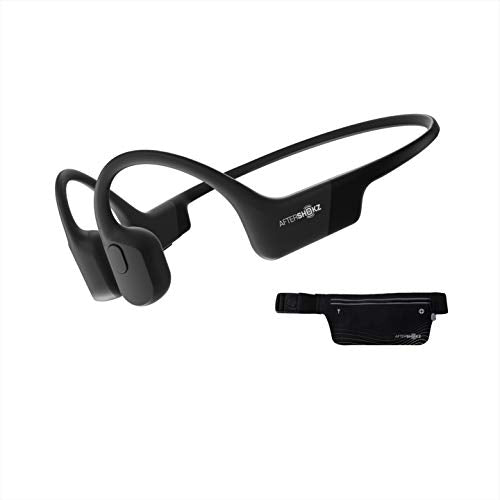 AfterShokz Aeropex Sport Running Headphones, Wireless Bone Conduction Bluetooth Earphones with Mic, IP67 Waterproof for Cycling, Workout (Cosmic Black)