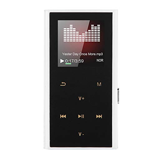 FOLOSAFENAR HiFi Audio Player,Lossless Long Playback MP3 FM Radio Recorder with Uitra-thin TF Card,Aluminum Alloy Memo Taker Sleep Timer with Calendar,for Audio Music Player(White)