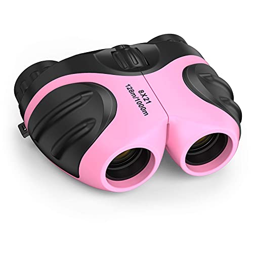 3-12 Year Old Girls Toys, DMbaby Compact Shock Proof Outdoor Travel Binocular for Kids Easter Toys for 3-12 Year Old Girls Light Pink DL09