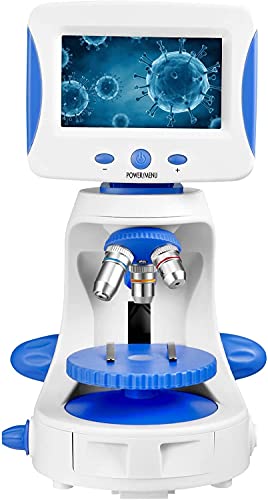 Vogvigo Digital USB 2000x Microscope With 5-Inch LCD Screen, Science and Education Biological Experiment Kit, for Students Laboratory Observation of Biological Cells/Teaching Supplies (Blue)