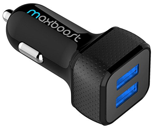 car-charger-maxboost-4-8a-24w-2-usb-smart-port-charger-black-for-iphone-xs-max-xr-x-8-7-6s-plus-se-galaxy-s9-s8-s7-edge-note-9-8-lg-g6-g5-v10-v20-v30-htc-nexus-5x-6p-pixel-ipad-pro-protable image no. 1 buy in Dubai from Astronom at best price shipping worldwide by Maxboost