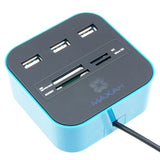 maxah-3-ports-usb-2-0-hub-with-multi-card-reader-combo-for-sd-mmc-m2-ms-mpblue image no. 1 buy in Dubai from Astronom at best price shipping worldwide by MAXAH