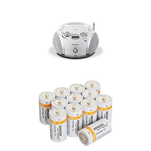 Roberts Radio Zoombox3 DAB/DAB+/FM/SD/USB Radio with CD Player with Amazon Basics Batteries
