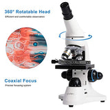 ESAKO 40-1000X High Power Microscope with Mechanical Stage Dual Illumination for School Laboratory Science Education 5 Slides Included