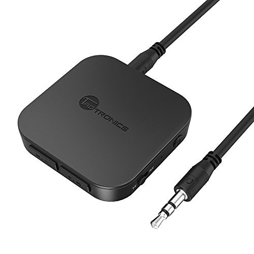 TaoTronics Bluetooth 5.0 Transmitter/Receiver, Wireless 3.5mm Audio Adapter (aptX Low Latency, Pair 2 at Once, for TV/Car Sound System, Volume Control)