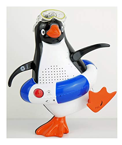 Steepletone Penguin Radio PSR5 BT. FM Radio, Waterproof Bluetooth Speaker, Push Button Siren. Novelty Penguin Shower Radio (Blue)