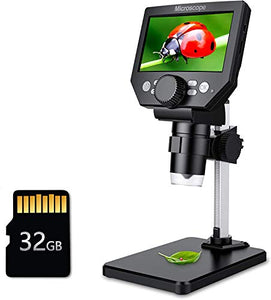 LCD Digital Microscope,4.3 Inch 1080P 10 Megapixels,1-1000X Magnification Zoom Wireless USB Microscope Camera, Portable Microscope Camera for Kids Students Adults