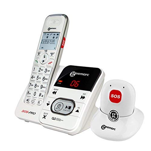 Geemarc AMPLIDECT295 SOS PRO-Amplified Cordless Telephone with Integral Answering Machine and Pendant - White (UK Version)