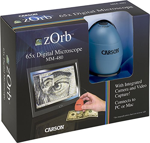 CARSON MM-480B Zorb Handheld USB Digital Microscope with Integrated Camera, Blue