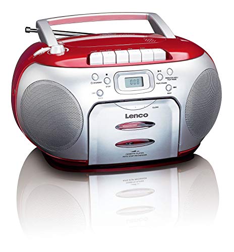Lenco SCD-420 Portable Stereo with FM Radio, CD and Cassette Player - Red