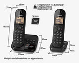 Panasonic KX-TGC224EB Digital Cordless Phone with LCD Display - Black, Pack of 4