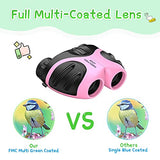 3-12 Year Old Girls Toys, DMbaby Compact Shock Proof Outdoor Travel Binocular for Kids Easter Toys for 3-12 Year Old Girls Light Pink DL09