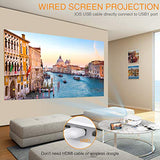 WiFi Projector, GROVIEW 6500L Mini Video Projector with Screen, 240''Display, Full HD 1080P Supported, Synchronize Smartphone Screen by WiFi/USB Cable for Home Movie, Compatible with TV Stick,HDMI,USB