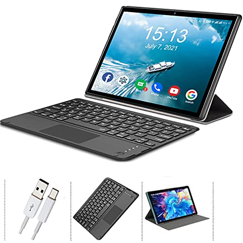 10 Inch Tablet Android 10 4G LTE 5G WIFI , 6GB RAM + 128GB ROM (TF 512GB), Octa-Core, 7000mAh Battery, Dual Camera Tablet, 1920 * 1200, Dual SIM / GPS / Bluetooth/ Type C with Tactile Keyboard