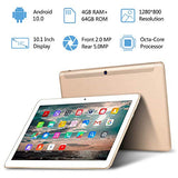10 Inch Tablet, 4G LTE - TOSCIDO M863 Tablets, Android 10.0, Tablet PC 4 GB/RAM, 64 GB/ROM, Otca Core, Dual SIM, WiFi, Keyboard, Wireless Mouse, M863 Tablet Cover and More Included, Golden