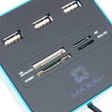 maxah-3-ports-usb-2-0-hub-with-multi-card-reader-combo-for-sd-mmc-m2-ms-mpblue image no. 4 buy and ship to Saudi from Astronom.ae electronic gifts with COD at best selling prices 