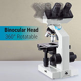 OMAX 40X-2000X LED Binocular Compound Lab Microscope w/Double Layer Mechanical Stage + Blank Slides, Cover Slips, & Lens Cleaning Paper, M82ES-SC100-LP100