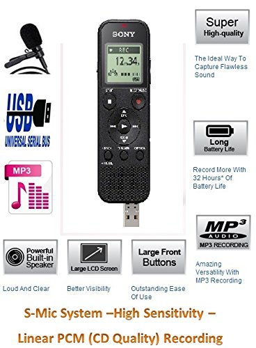 SONY ICD-PX470M Professional 4GB Digital Voice Recorder Includes Tie Microphone (Mono)