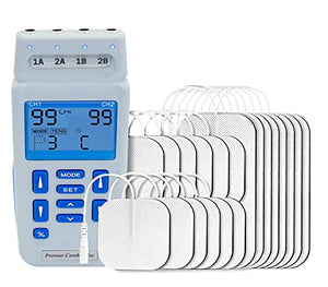 Med-Fit Rechargeable Dual Control 4 Channel TENS and Muscle Stimulator 24 Clinically Approved programmes and manual adjustment treat up to 4 areas simultaneously supplied with 20 electrodes
