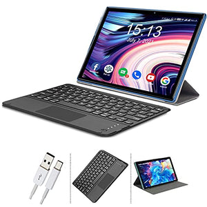 10 Inch Tablet Android 10 4G LTE 5G WIFI , 6GB RAM + 128GB ROM (TF 512GB), Octa-Core, 7000mAh Battery, Dual Camera Tablet, 1920 * 1200, Dual SIM / GPS / Bluetooth/ Type C with Tactile Keyboard