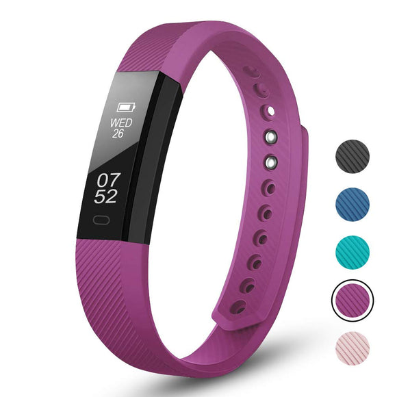 LETSCOM other ID115, Fitness Pedometer Watch with Slim Touch Screen and Wristbands, Wearable Activity Tracker as Step Counter Sleep Monitor for Kids Women Men, Purple, Stardard
