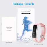 LETSCOM ID115U HR Pink Fitness Tracker with Heart Rate Monitor, Slim Sports Activity Tracker Watch, Waterproof Pedometer Watch with Sleep Monitor, Step Tracker for Kids, Women, and Men