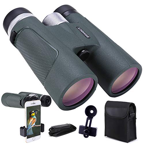 12X42 Powerful Binoculars, High Power HD Binocular for Adults with Photograph Adapter, Waterproof Binoculars with Durable and Clear FMC BAK4 Prism Binoculars for Bird Watching, Camping, Hiking