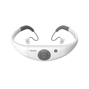 Tayogo 8GB Swimming Waterproof MP3 Player, IPX8 Waterproof Swimming Headphones, Work for 6-8 Hours Underwater 10FT, with Shuffle Feature - White