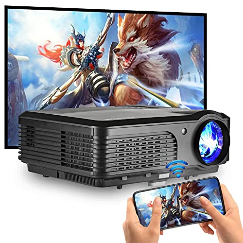 Full HD 1080P Native Projector with Android DVB-T WIFI Wireless Sync Home Theater Outdoor LCD Projector Airplay Miracast Supported 200'' Display Fit for HDMI/Gaming/Smart Phone/DVD Player
