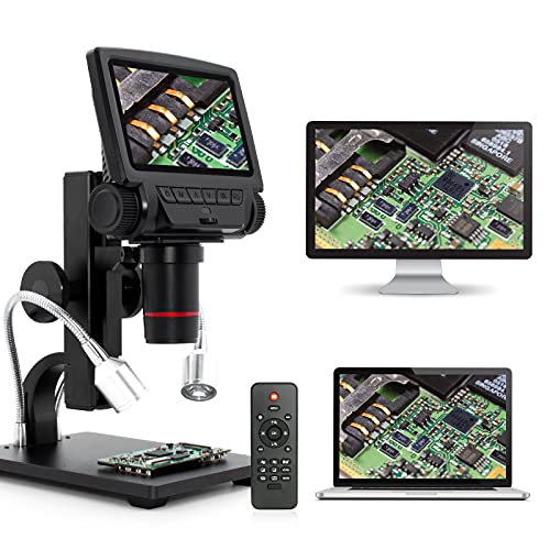 Linkmicro HDMI/USB Digital Microscope, 260X Magnifier with 5 Inch 1080P Screen - PC Measurement Software for Electronic Repairing and Circuit Board Soldering Tools