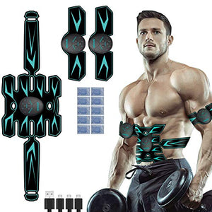 qiqigo EMS Muscle Stimulator, Professional Waist Trainer for Men and Women,8 Pads Abs Trainer Abdominal Muscle Toner,Electronic Toning Belts,Workout Home Fitness Device for Abdomen,Arm,Leg