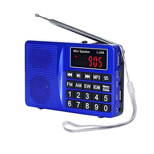 lcj-portable-fm-am-shortwave-multiband-radio-receiver-with-micro-tf-card-and-usb-driver-mp3-player-usb-charging-cable-1000mah-rechargeable-li-ion-battery-l-258-blue image no. 1 buy in Dubai from Astronom at best price shipping worldwide by LCJ