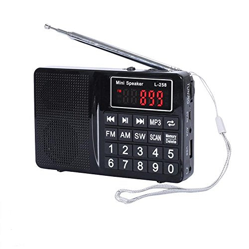 lcj-portable-fm-am-shortwave-multiband-radio-receiver-with-micro-tf-card-and-usb-driver-mp3-player-usb-charging-cable-1000mah-rechargeable-li-ion-battery-l-258-black image no. 1 buy in Dubai from Astronom at best price shipping worldwide by LCJ