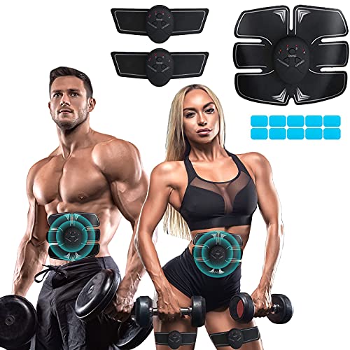CHENAN Abs Trainer Muscle Stimulator,Ems Abs Trainer,Abdominal Toning Belt Muscle Trainer,Abs Stimulator Workout Equipment For Men & Women,with 6 Modes & 10 Intensities