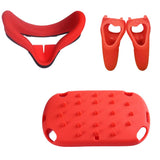 NiceCool Silicone Face Mask Head Cover for Oculus Quest Controller Grip Cover Skin Shock-Resistant Sweatproof Lightproof 3 in 1 Protective VR Accessories Red