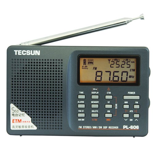 Tecsun PL-606 Digital PLL Portable Radio FM Stereo/LW/SW/MW DSP Receiver (gray)