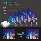 Mini Projector with Projector Screen, Support 1080P Full HD Video Projector with 4000 Lumens/200 Display/Contrast 3000:1 Movie Projector Compatible with TV Stick, HDMI, USB, AV, SD, VGA