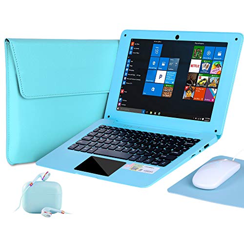 G-Anica® 10.1 Inch Windows 10 Laptop Quad Core Notebook Slim and Lightweight Mini Netbook Computer with Netflix Youtube Bluetooth Wifi Webcam HDMI , and Laptop Bag,Mouse, Mouse Pad, Headphone (Green)