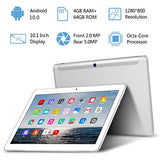 10 Inch Tablet, 4G LTE - TOSCIDO M863 Tablets, Android 10.0, Tablet PC 4 GB/RAM, 64 GB/ROM, Otca Core, Dual SIM, WiFi, Keyboard, Wireless Mouse, M863 Tablet Cover and More Included, Silver