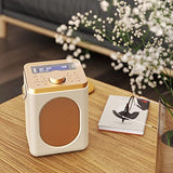 Majority Little Shelford DAB/DAB+ Digital & FM Radio, Portable Wireless, Bluetooth, with Stereo Sound, Dual Alarm Clock/Leather Effect Finish/Mains and Battery Powered (Cream)