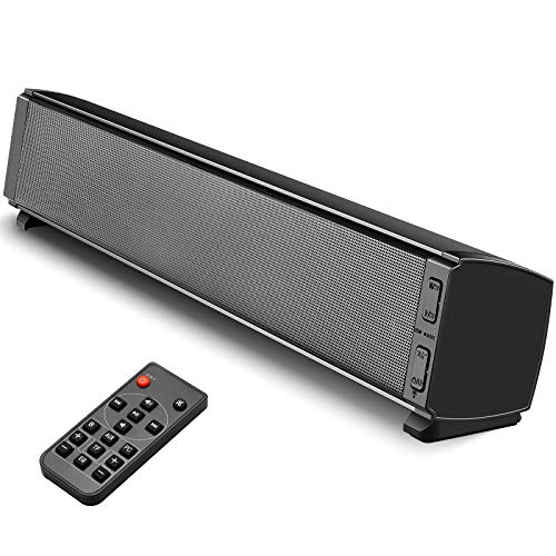 Soundbar PC and TV Speakers, Tensphy 120dB Bluetooth 5.0 Soundbar with Built-in Subwoofer, Surround Sound for 4K & HD & Smart TV, Bass Treble Adjustable, Optical, RCA Cable Included