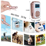 KLANTOP MP3 Player 8GB Bluetooth Digital Clip Music Player with FM Radio Voice Record Function Special Design for Sport and Music Lovers (Rose Gold)