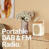Majority Little Shelford DAB/DAB+ Digital & FM Radio, Portable Wireless, Bluetooth, with Stereo Sound, Dual Alarm Clock/Leather Effect Finish/Mains and Battery Powered (Cream)