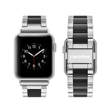 Wearlizer for Apple Watch Strap 38mm 40mm, Stainless Steel Resin iWatch Straps Replacement Band Wristband for iWatch Serirs 5 Serirs 4 Series 3 Series 2 1 - Silver + Black